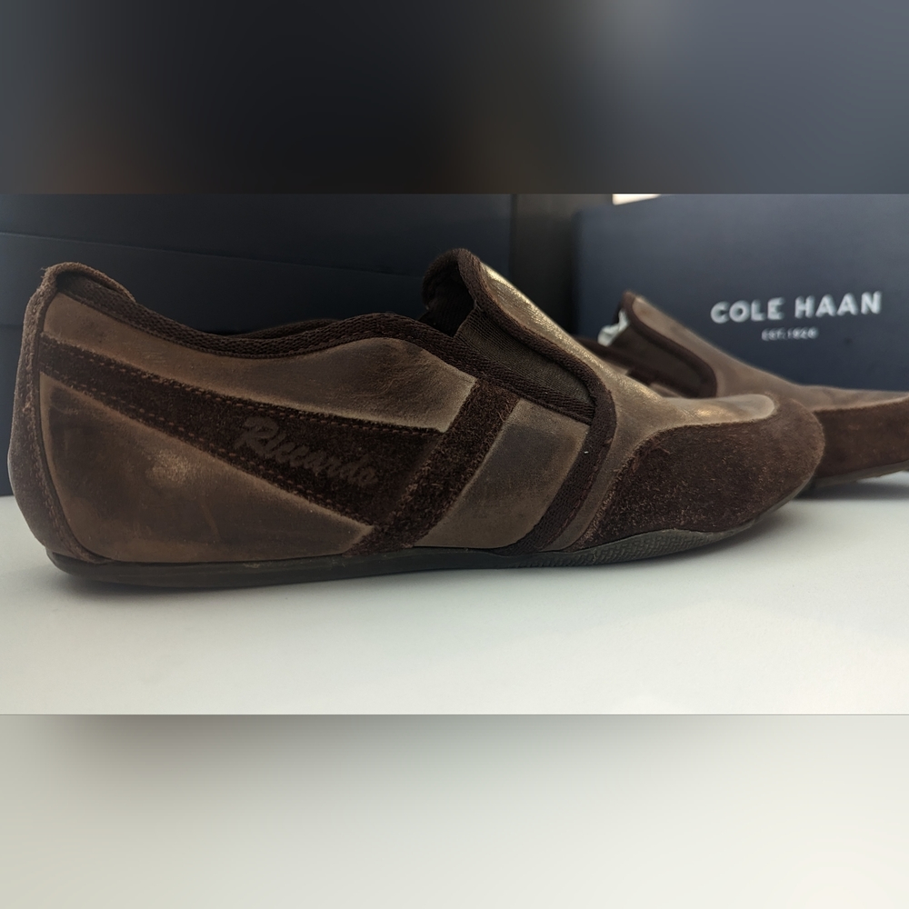 Riccardo Colli Leather/Suede Loafers Brown Men's SZ 43EU